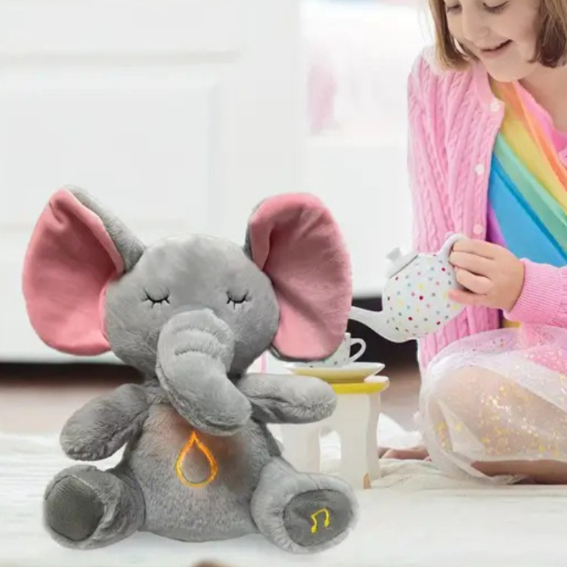 Kids Toys Elephant - ตุ๊กตาช้างน่ารัก มีไฟ มีเสียงเพลง ช่วยให้หลับสบาย ของเล่นตุ๊กตาผ้าพลัฌนุ่มๆ สำหรับเด็ก