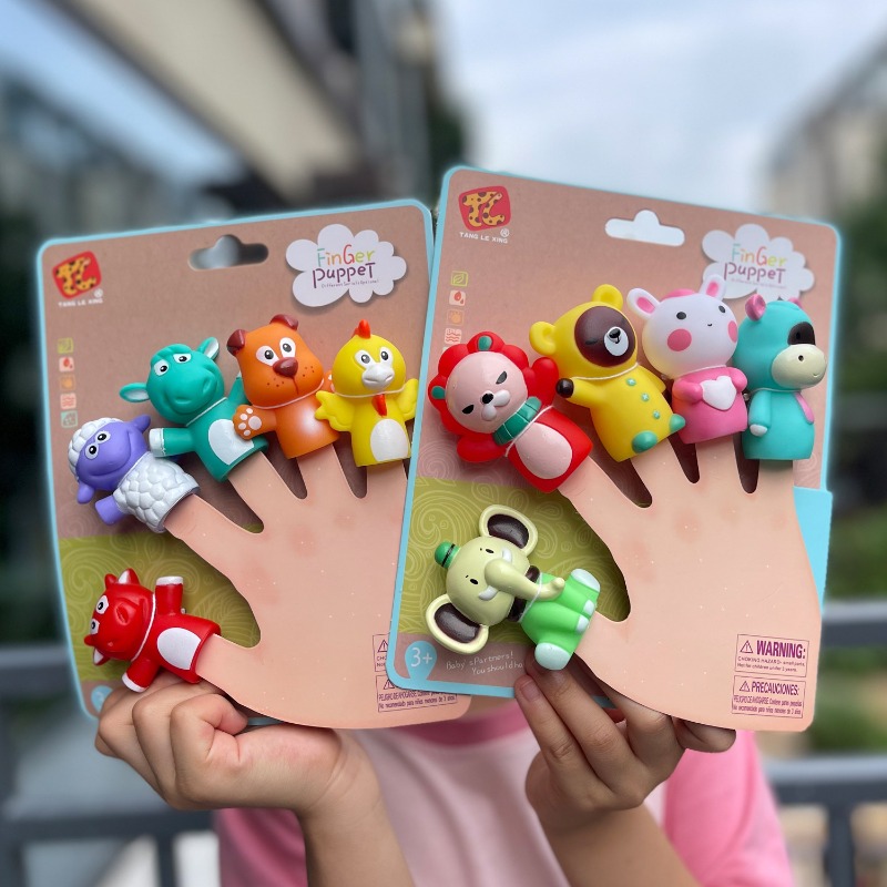 Kids Toys Elephant - 5 ชิ้นเด็กสัตว์หุ่นนิ้วมือชุดของเล่นสิงโตช้างหมี Mini หุ่นมือสัตว์เล่าเรื่องการศึกษาของขวัญของเล่นเด็ก