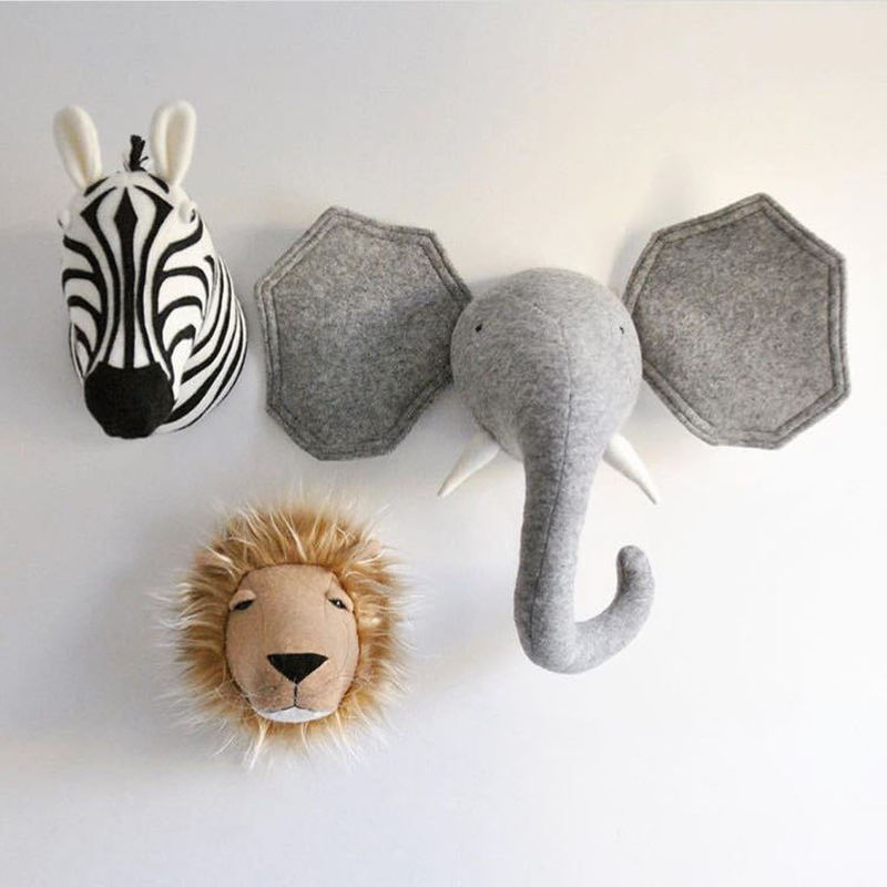 Kids Toys Elephant - อุปกรณ์ประดับตกแต่งบ้านติดกำแพงของเล่นยัดนุ่นสำหรับเด็กรูปช้าง/ยีราฟวันเกิดสำหรับเด็กหัวสัตว์ติดผนัง3มิติ