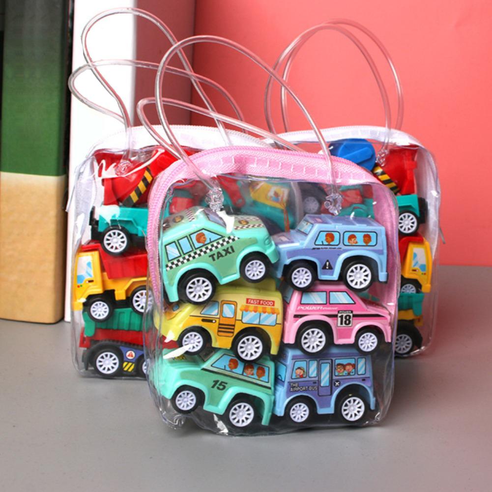 Kids Toys Vehicle - รถของเล่นแบบดึงกลับ 6 คัน รถของเล่นเคลื่อนที่ รถดับเพลิง รถแท็กซี่