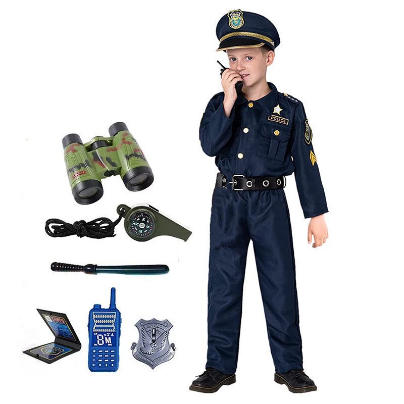 Sandbox Play Set - ชุดตำรวจเด็กน่ารักสไตล์อเมริกัน สำหรับเด็กอายุ 3-12 ปี ชุดตำรวจเด็ก ชุดแฟนซีสำหรับวันหยุด