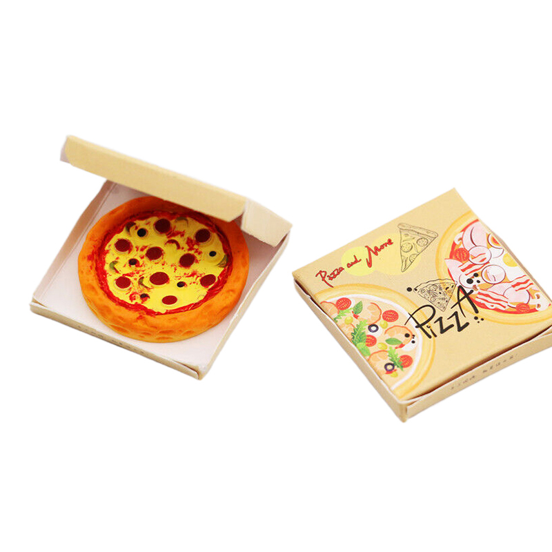 Kids Toys Kitchen - 1 ชุด 1:12 พิซซ่าจิ๋วพร้อมกล่องบรรจุ ของเล่นจำลองอาหารตกแต่งบ้านตุ๊กตา อุปกรณ์เสริมบ้านตุ๊กตา