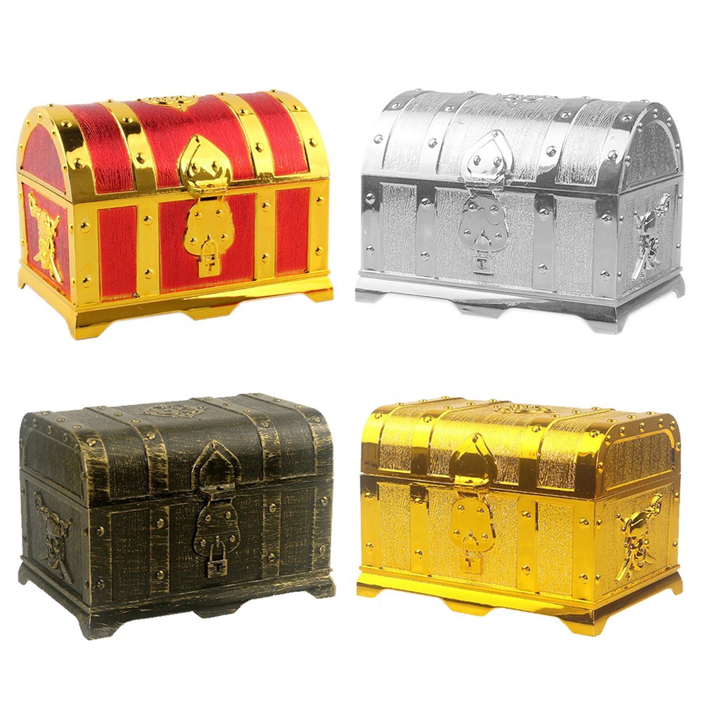 Kids Toys Vintage - Pirate Treasure Chest ตกแต่งในครัวเรือนทองเหรียญสมบัติกล่องทอง Vintage ในครัวเรือนของเล่นเด็ก