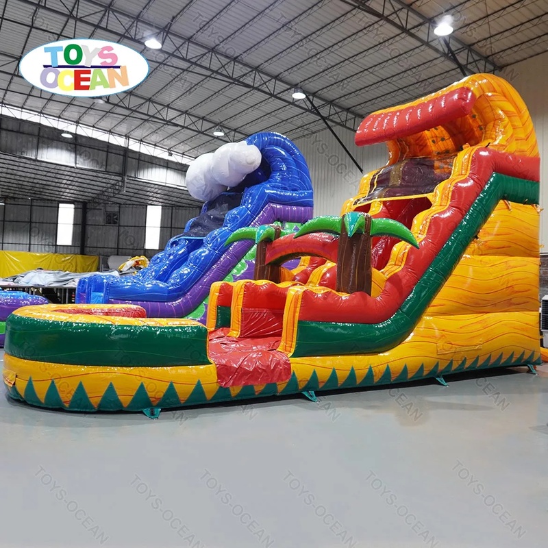 Kids Toys Rental - สไลเดอร์น้ำเป่าลมขนาดใหญ่ PVC สำหรับเด็กและผู้ใหญ่ รูปทรงต้นปาล์ม ผลิตตามสั่งจากโรงงาน เหมาะสำหรับเช่าใช้งานเชิงพาณิชย์