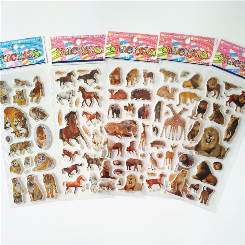 Kids Toys Elephant - 6 ชิ้นสัตว์ป่าสไตล์สติกเกอร์ของเล่นคลาสสิกสมุดภาพความรู้ความเข้าใจหมีแพนด้าช้างสิงโตเสือสติกเกอร์สําหรับของขวัญเด็ก