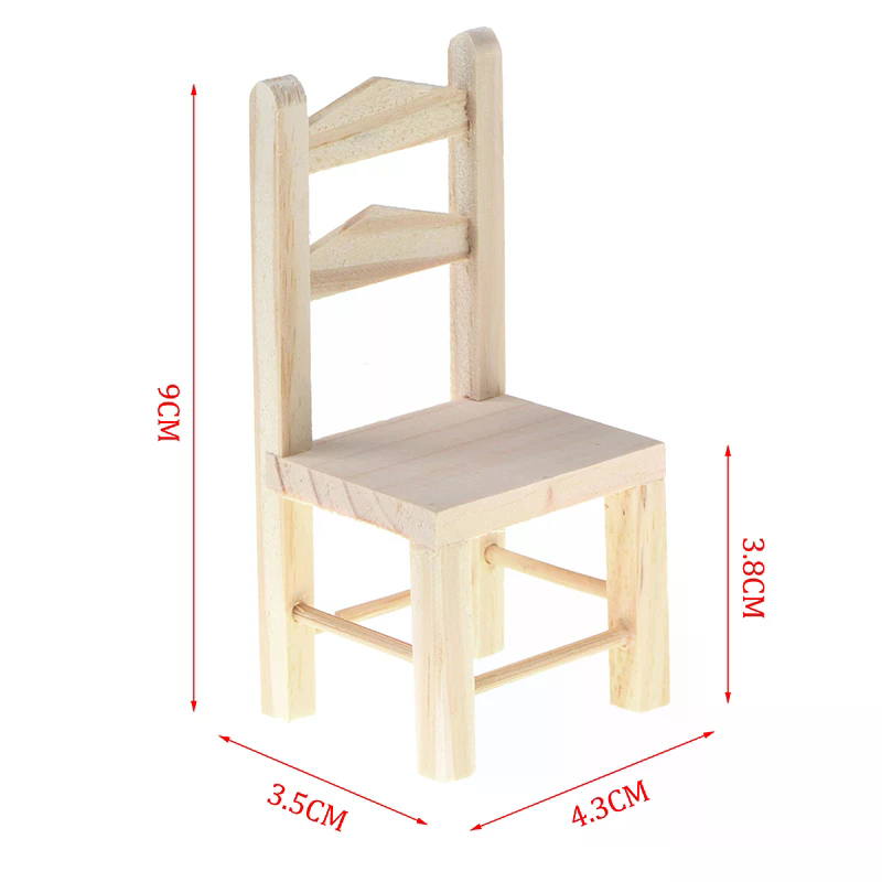 Kids Toys Kitchen - 1:12 เฟอร์นิเจอร์บ้านตุ๊กตาขนาดเล็กเก้าอี้ครัวไม้ของเล่นเด็กเล่นสมมติสำหรับเด็กการเล่นสร้างสรรค์