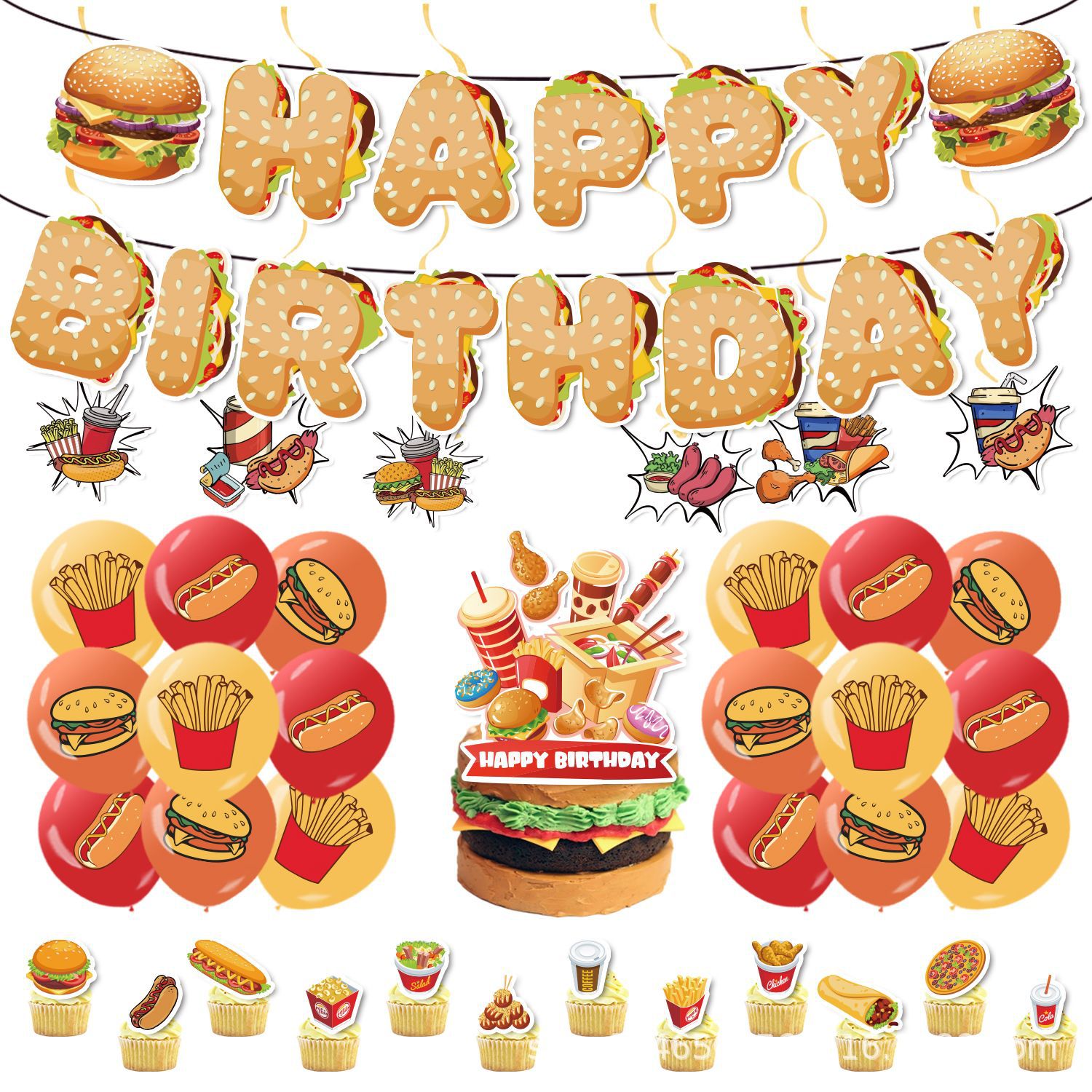 ชุดตกแต่งงานวันเกิดธีมแฮมเบอร์ - Banner Kids Toys บทวิจารณ์และราคา
