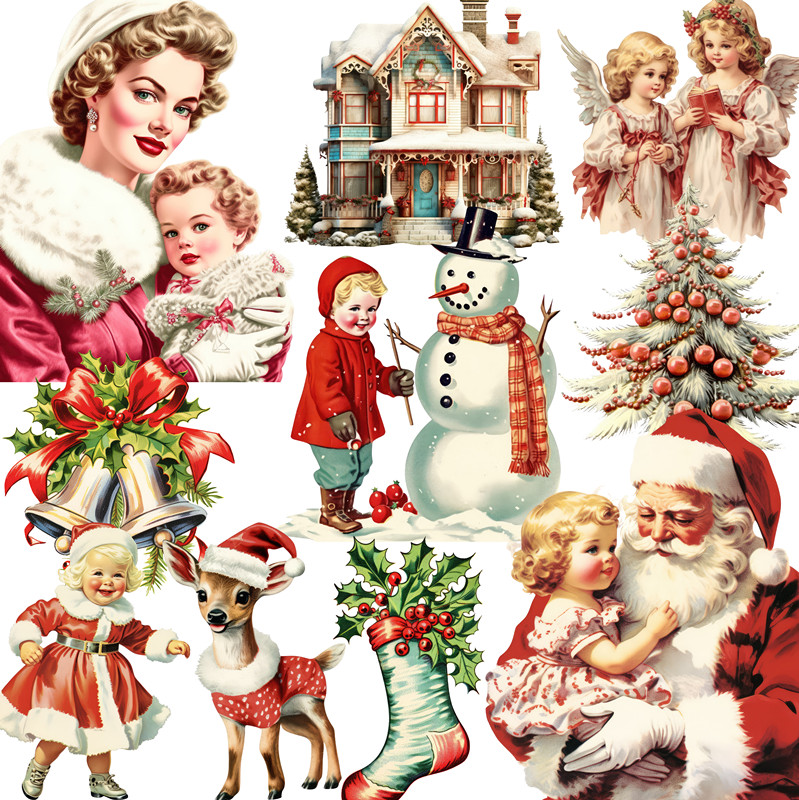 สติกเกอร์คริสมาสต์แนววินเทจสติ - Kids Toys Vintage บทวิจารณ์และราคา